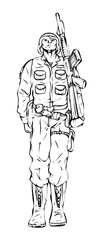 Cartoon Army Soldier Portrait Vector Sketching