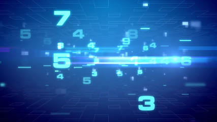 Abstract digits rushing in cyberspace