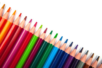 Color pencils isolated on white background .Close up.