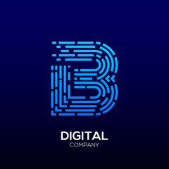 Letter B with Square shape, Dots and Lines logotype,Fast Speed, Delivery, Digital and Technology for your Corporate identity