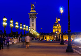 Fototapeta na wymiar Pont Alexandre III (Alexander the third bridge) over river Seine in Paris, France