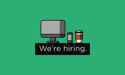 We Are Now Hiring (Line Art in Flat Style Vector Illustration Design Template)