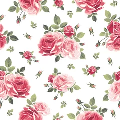 Foto op Plexiglas Rozen Naadloos patroon met rozen. Uitstekende bloemenachtergrond. vector illustratie