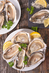 opened oyster with lemon