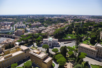 Fototapeta na wymiar view from above on Rome and the Vatican from the dome of St. Peter's Cathedral