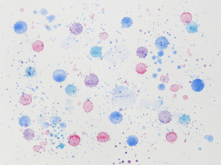 Abstract blue,pink and purple watercolor background. Blots.