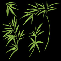 Naklejka premium Embroidery. Embroidered design elements with flowers and leaves 