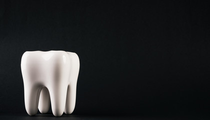 White healthy human tooth isolated on a black
