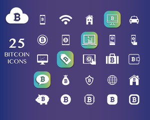 25 bitcoin icons for currency exchange online illustration.vector