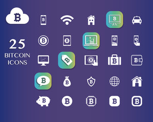 Naklejka premium 25 bitcoin icons for currency exchange online illustration.vector