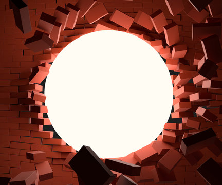 A Glowing Ball Smashed The Brick Wall