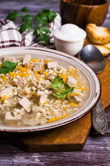 Soup with pearl barley