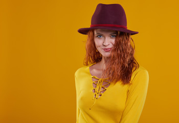 Redhead  autumn woman in studio