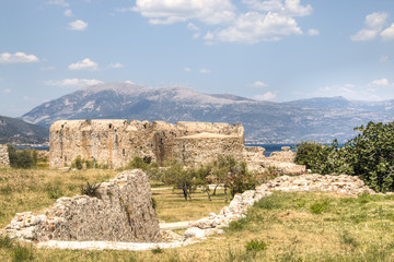 Inside the fortress near the sea in Rion in Greece
