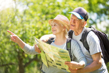 Senior couple hiking
