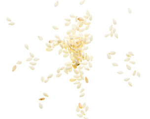 Sesame seeds on white background