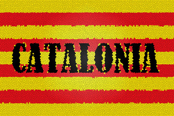 Catalonia flag, Spain, and Catalonia word illustration