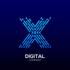 Letter X with Square shape, Dots and Lines logotype,Fast Speed, Delivery, Digital and Technology for your Corporate identity