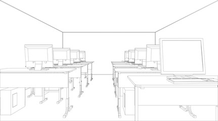 Computer class with tables and computers