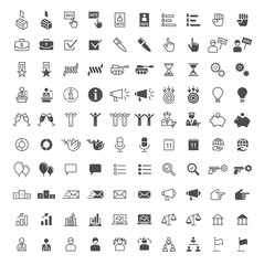 Set of 100 Political Minimal and Solid Icons. Vector Isolated Elements
