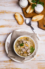 Soup with pearl barley