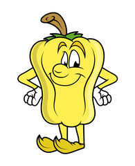 Happy Cartoon Capsicum Vector