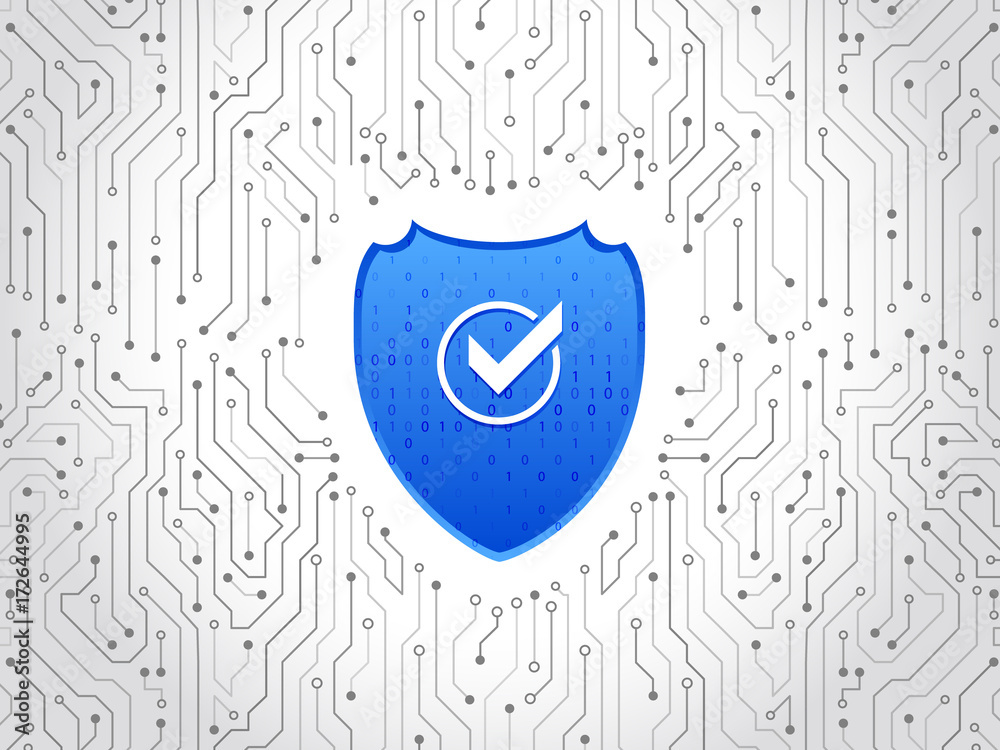 Aufkleber Abstract high tech circuit board. Security shield concept. Internet security. Vector illustration digital protection.