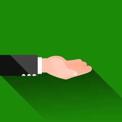 Outstretched hand, modern flat 2.0 style