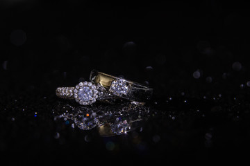 Two splendid wedding rings on a wedding day.