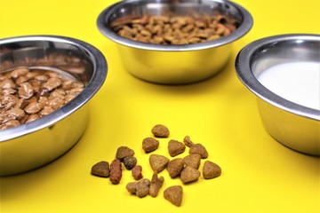 An Image of cat food with colorful background 