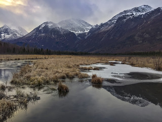 Alaska reflections frozen pool