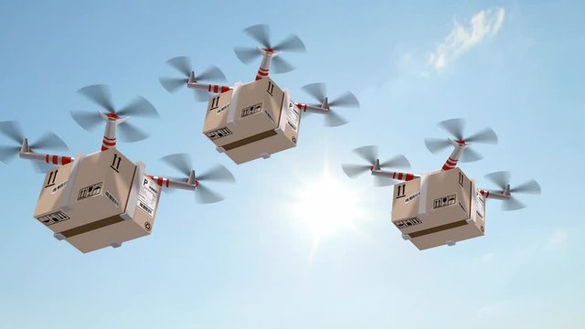 
delivery drones - drone Quadrocopter delivers a package - fast autonomous drone delivery 