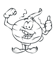 Cartoon Onion Showing Thumbs Up Vector Drawing