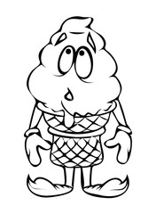 Surprised Cartoon Ice Cream Drawing