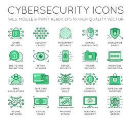 Cyber Security Thin Line icons set. Computer network protection. High Quality Premium outline symbol collection. Stroke vector logo concept.Cybersecurity.