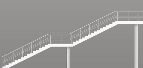 Modern staircase with metal railings