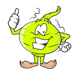 Cheerful Cartoon Onion - Thumbs Up Vector