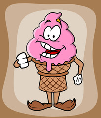 Cheerful Cartoon Ice Cream Character