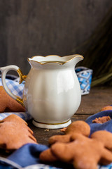 Christmas cookies on wooden table