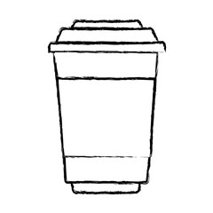 glass disposable for hot drinks with lid monochrome blurred silhouette vector illustration