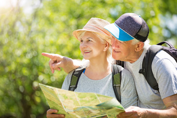 Senior couple hiking
