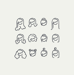 Lineart portraits set