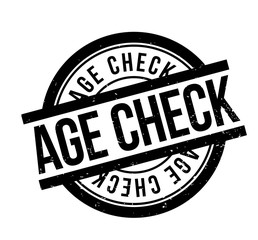 Age Check rubber stamp. Grunge design with dust scratches. Effects can be easily removed for a clean, crisp look. Color is easily changed.