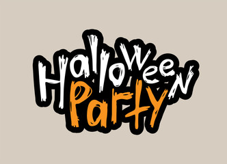 Halloween party. Hand drawn lettering. Vector illustration.