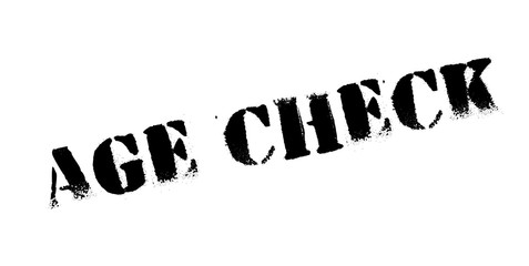 Age Check rubber stamp. Grunge design with dust scratches. Effects can be easily removed for a clean, crisp look. Color is easily changed.