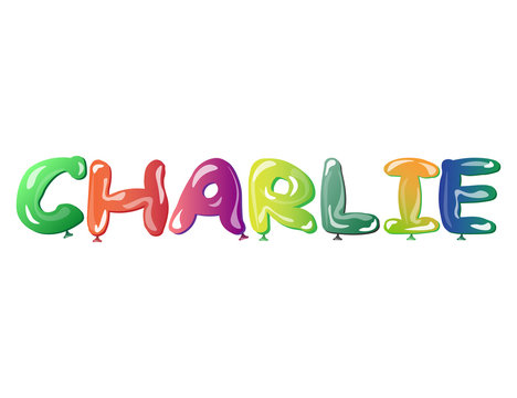 Male name Charlie text balloons
