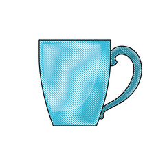 porcelain mug of coffee with handle colored crayon silhouette vector illustration