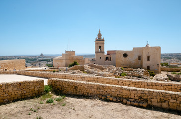 Fototapeta na wymiar Medieval citadel on the island of Gozo, Malta