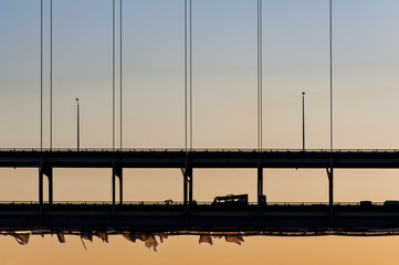 Sunset at Sherman Minton Bridge - Ohio River, Louisville, Kentucky & New Albany, Indiana