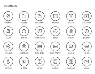 Business User Interface (UI) Vector Icon Set. High Quality Minimal Lined Icons for All Purposes.